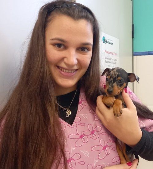 Técnico superior de laboratorio y ATV. En el año 2022 se incorporó a la Clínica Veterinaria Asturcón.